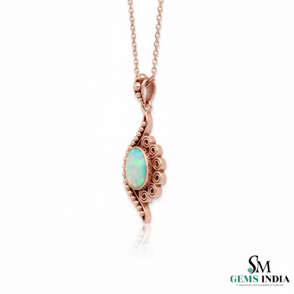 Pear Shaped Opal Vintage Teardrop Style Pendant - Fine Jewelry Gift