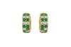 Natural Emerald Diamond Mini Hoop Earrings Round Emerald Luxury Hoops Huggie Earrings