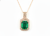8.10 carat Stunning Natural Emerald Pendant Emerald Cut Green Gem with Diamond Halo Glow