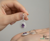 Elegant Oval Amethyst Drop Earrings with Diamond Halo in 14k and 18k Gold