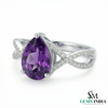 Pear Cut Amethyst Infinity Twist Ring - February birthstone ring