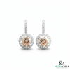 Round Cut Morganite Halo Earrings with Diamond Accents