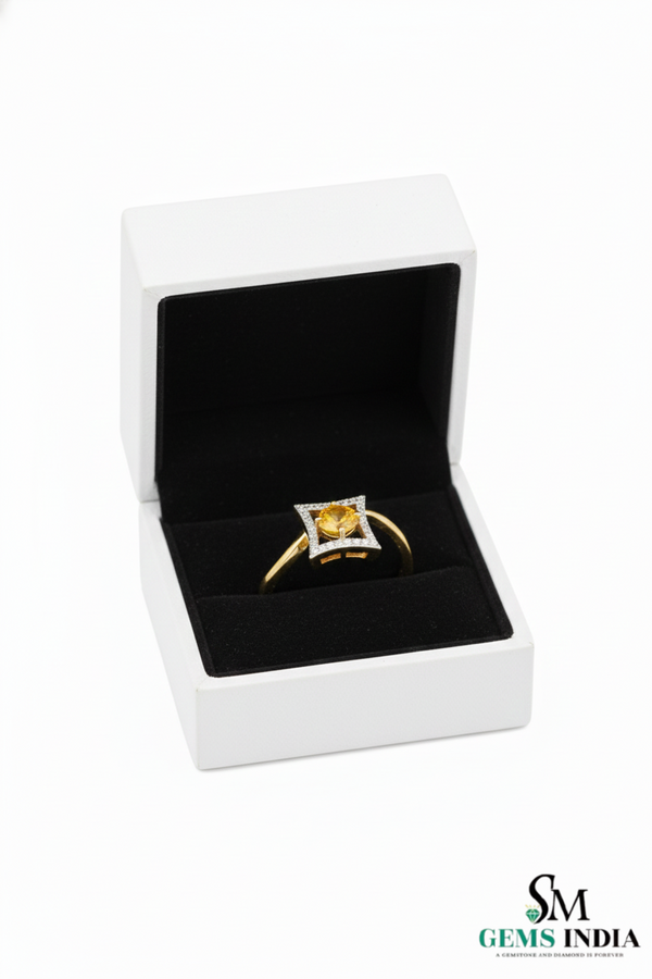 Doppelter Smaragd-Ring in offenem Design aus 14 Karat Gold – Band mit quadratisch und rund geschliffenen grünen Edelsteinen