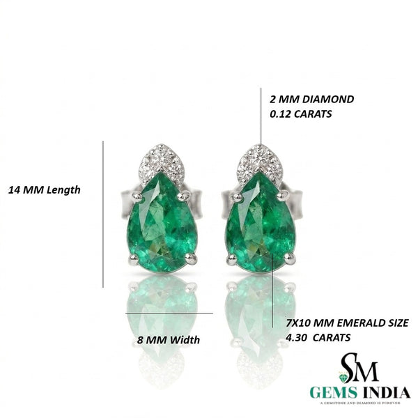 Teardrop Emerald & Diamond Stud Earrings – Elegant Fine Jewelry