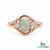 Oval Opal Ring with Diamond Accents – Vintage Opal Engagement Ring