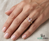 Cushion Cut Peach Morganite Ring with Twisted Diamond Band