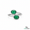 Double Oval Emerald Gold Ring – Modern Bypass Statement Ring