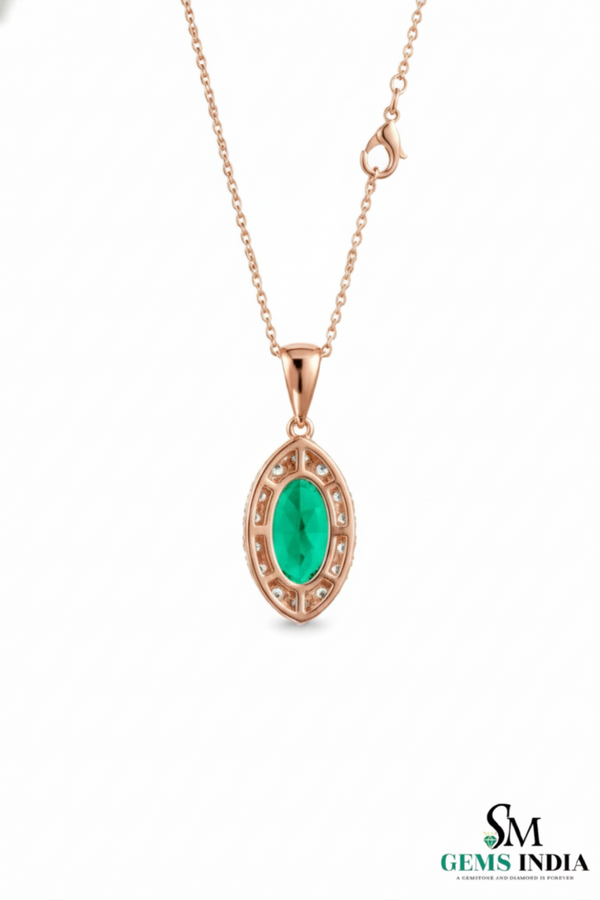 Natural Marquise Emerald Diamond Halo Pendant – Fine Jewelry