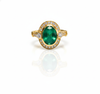 2.10 carat Elegant Oval Cut Natural Emerald Promise Ring with Sparkling Diamonds Accent and Split Band Design