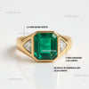 10.20 Carats Natural Emerald And Moissanite Men's Ring May Birthstone Ring