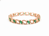 14k Gold Zambian Emerald and Diamond Bangle Bracelet