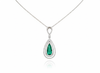 4.50 carat Natural Emerald Drop Pendant Infinity Loop Design with Diamond Halo Timeless Gold Necklace Gift