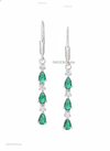 1.30 carat Pear Zambian Emerald Diamond Dangle Earrings 14k Gold Gift