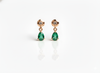 1.90 carat Pear Shape Natural Emerald and Diamond 14k Gold Stud Earrings