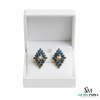 Marquise Cut Blue Sapphire & Diamond Cluster Stud Earrings - Luxury Sapphire Earrings