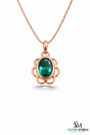 Vintage Style Oval Emerald Gold Pendant – Elegant Floral Frame