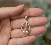 Pear Shape Pink Morganite Diamond Pendant - Diamond accent pendant