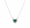 Romantic Natural Emerald Heart Necklace Green Gemstone with Diamond Frame Symbol of Love and Elegance