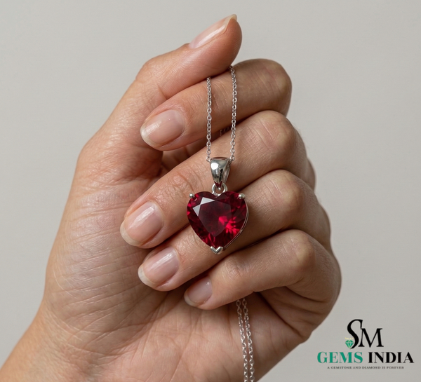 Heart Cut Red Ruby Pendant Simple Solitaire Ruby Pendant for Women