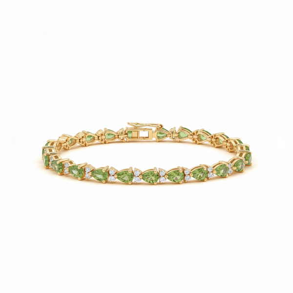 Classic Pear shape Peridot link Bracelet - Luxury Green Gemstone Jewelry