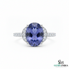 Oval Cut Natural Tanzanite Diamond Ring – Halo Engagement Ring