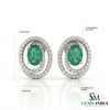 Oval Green Emerald & Diamond Halo Earrings in – Timeless Elegance