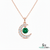 Crescent Moon Round Natural Emerald Pendant in 18k Gold Minimalist Birthstone Jewelry