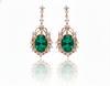 5.50 carat Oval Natural Emerald and Diamond Dangle Earrings in 14K Gold Green Gemstone Jewelry