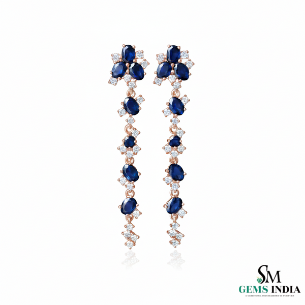 Elegant Blue Sapphire Diamond Dangle Earrings – Luxury Fine Jewelry