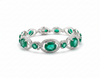 Natural Emerald oval cut Emerald and Diamond Bracelet: 18k Gold May Birthstone