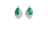 6.20 carat Pear Shaped Natural Emerald and Diamond Leaf Earrings in 14K Gold