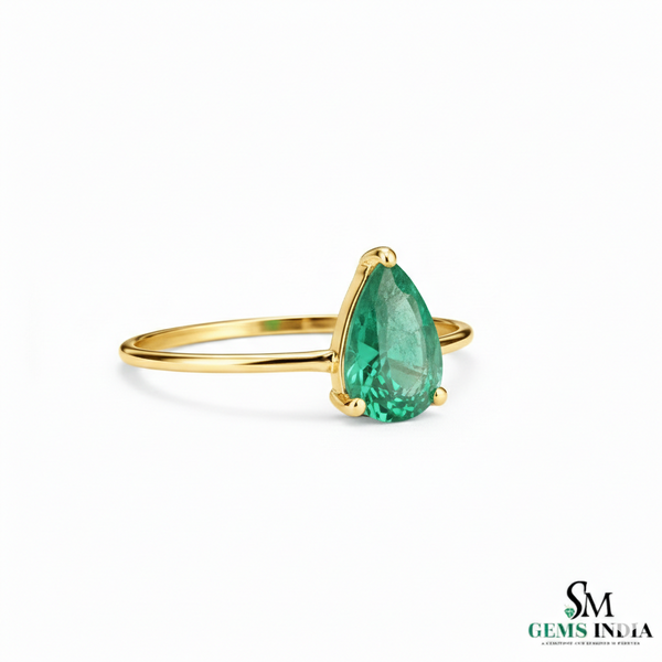 2 Karat Herzform-Smaragd- und Diamantring aus 14 Karat Gold, Smaragd-Verlobungsring