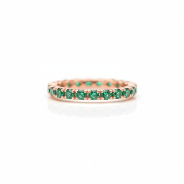 1.50 carat Round Cut Natural Emerald Gold Eternity Ring in 14K Gold Classic Fine Jewelry Gift