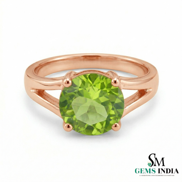 Elegant Round Peridot Ring for Women - Statement Ring for her