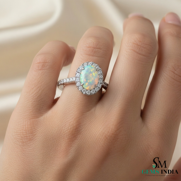 Doppelter Smaragd-Ring in offenem Design aus 14 Karat Gold – Band mit quadratisch und rund geschliffenen grünen Edelsteinen