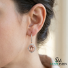 Oval Cut Morganite Halo Earrings with Diamond Accents – Elegant Bridal Dangle Jewelry