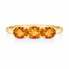 Three Stone Oval Orange Citrine Ring - Oval solitaire citrine ring
