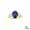 Oval Tanzanite & Diamond Trilogy Ring in 14k and 18k Gold – Luxury Trilogy Engagement Ring