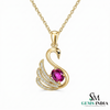 Swan Design Ruby Pendant with Diamond Accents Unique Animal Design Jewelry