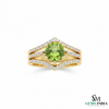Oval Natural Peridot Diamond Ring with Split Band - August birthstone