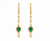 Oval cabochon Emerald Halo Dangle Earrings in Gold with Pearl Drop Elegant Gift for Her