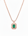 2.50 carat Green Emerald Diamond Halo Necklace With Luxury Emerald-Cut Pendant Anniversary gift