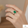 1.20 carat Oval Cut Natural Emerald and Diamond Trio Ring for Women Engagement Ring