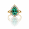 3.50 carat Pear Shape Natural Zambian Emerald And Diamond Engagement Ring in 14k Solid Gold Fine Jewelry