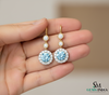 March Birthstone Round Aquamarine Diamond Drop Earrings – Fine Gold Jewelry