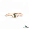 Delicate Natural Emerald Eye Symbol Fine Gold Band Ring - Minimalist emerald ring