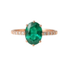 1 carat Oval Cut Natural Emerald and Diamond Ring in 14K Gold Classic Solitaire Design