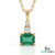 Emerald Cut Green Emerald Pendant with Double Round Diamond Accent