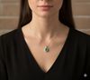 Natural Emerald Halo Pendant Necklace Oval Green Gemstone with Diamonds