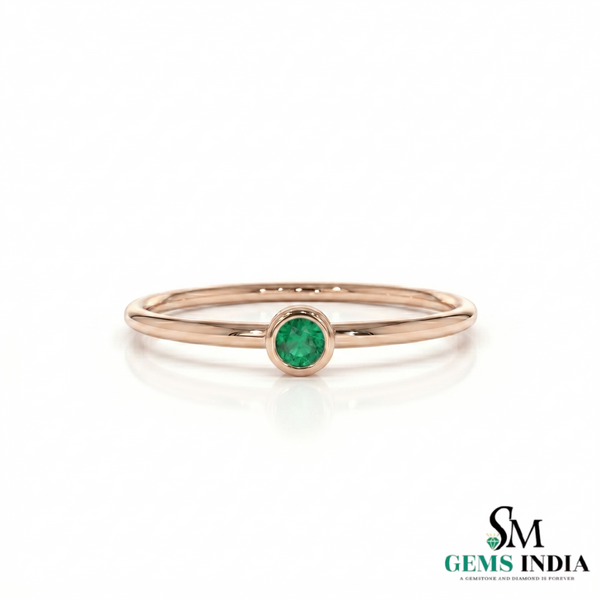 Tiny Emerald Ring Minimalist Green Stone Stacking Band for Women